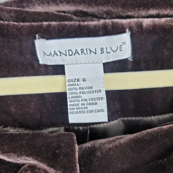Mandarin Blue Jacket Womens 6 Chocolate Brown Velvet Crop Jackie Kennedy Retro - Picture 3 of 10